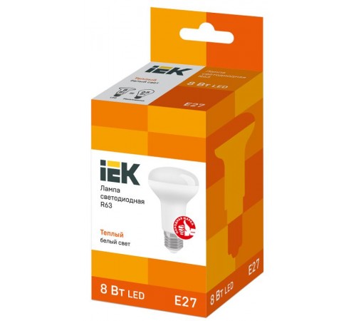 Лампа светодиодная LED 8Вт Е27 220В 3000К R63 рефлектор  LLE-R63-8-230-30-E27  IEK