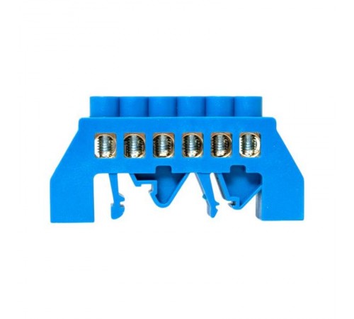 Шина "0" N (8х12мм) 6 отверстий латунь синий нейлоновый корпус комбинированный розничный стикер EKF PROxima  sn0-125-6-dn-r  EKF