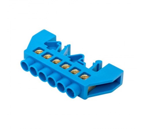 Шина "0" N (8х12мм) 6 отверстий латунь синий нейлоновый корпус комбинированный розничный стикер EKF PROxima  sn0-125-6-dn-r  EKF