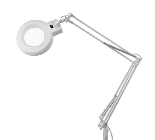 Лупа на струбцине , круглая, 8D, с подсветкой, белая  31-0021  REXANT