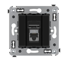 Компьютерная розетка RJ-45 в стену, кат.5e одинарная экранированная, "Avanti","Черный квадрат"  4402363  DKC