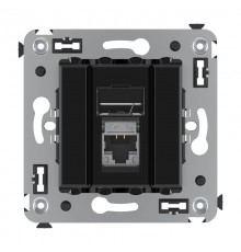 Компьютерная розетка RJ-45 в стену, кат.5e одинарная экранированная, "Avanti","Черный квадрат"  4402363  DKC