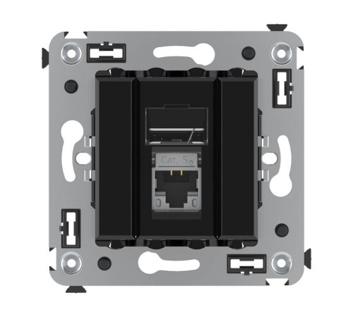Компьютерная розетка RJ-45 в стену, кат.5e одинарная экранированная, "Avanti","Черный квадрат"  4402363  DKC