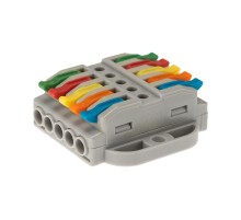 Клемма СМК 222-425P проходная 5 полюсов, с монтажной площадкой (0,08-4 мм), серая (20 шт./уп.)  07-6265  REXANT