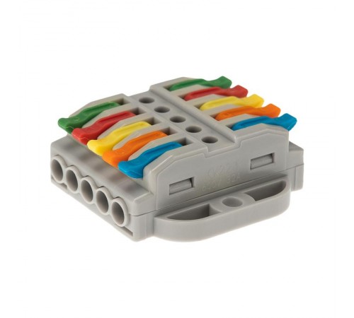 Клемма СМК 222-425P проходная 5 полюсов, с монтажной площадкой (0,08-4 мм), серая (20 шт./уп.)  07-6265  REXANT