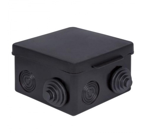 Коробка распределительная КМР-030-031 с крышкой (80х80х50), 7 мембр. вводов чёрная IP54 розн. стикер  plc-kmr-030-031-2b EKF