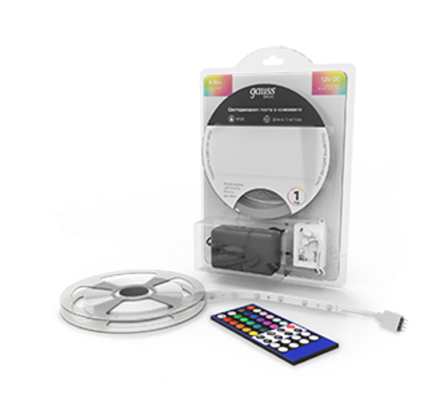 Лента светодиодная Basic в комплекте LED 5050/30RGB+30W 12V 6W/m 390lm/m RGBW 10mm IP20 5m 1/50  BT011  Gauss