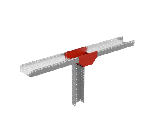 Т-ответвитель переходник 80х200-100 мм верт. c разворотом трассы на 90 град "ПЛЮС" (нчм)  TDPSplus90-80-200-100  КМ-профиль