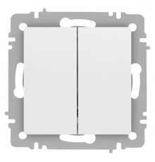 Выключатель Intro Accent 6-104-01М двойной, 10А-250В, IP20, СУ, AL/CU, белый матовый  Б0063456  Intro