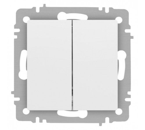 Выключатель Intro Accent 6-104-01М двойной, 10А-250В, IP20, СУ, AL/CU, белый матовый  Б0063456  Intro