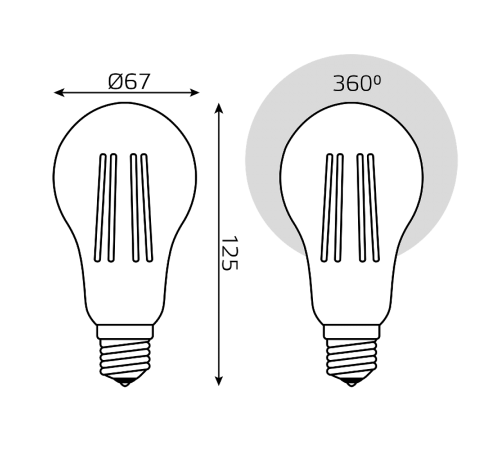 Лампа светодиодная   Basic Filament А70 23W 2300lm 2700К Е27 LED 1/10/40  40712132  Gauss