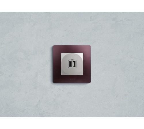 Зарядное устройство USB тип А / тип С - Legrand Etika - 3000мА 15Вт - алюминий  672436  Legrand