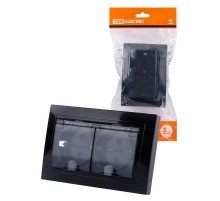 Розетка двойная 2П+З с защ. шт. и прозрачной крышкой 16А 250В IP44 антрацит "Таймыр"  SQ1814-0877  TDM