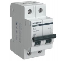 Выключатель автоматический  двухполюсный ВА47-29М 2P 4А 4,5кА C MVA21-2-004-C-G GENERICA