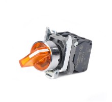 Пер-ль SB4 с подсвет в сборе 22мм 3поз желт с фикс металл 230ВАС 1НО+1НЗ  SB4BK135M5  SE