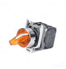 Пер-ль SB4 с подсвет в сборе 22мм 2поз желт с фикс металл 230ВАС 1НО+1НЗ  SB4BK125M5  SE