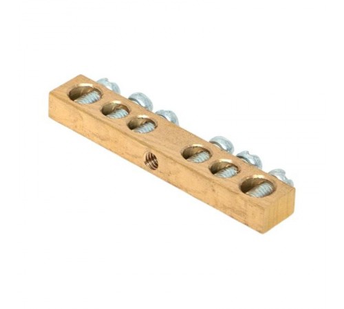 Шина PEN "ноль-земля" (6х9мм) 6 отверстий латунь крепеж по центру розничный стикер EKF PROxima  sn0-63-06-r  EKF