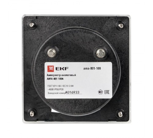 Амперметр AM-A801 аналоговый на панель 80х80 (круглый вырез) 100А трансформаторное подключение EKF PROxima  ama-801-100  EKF