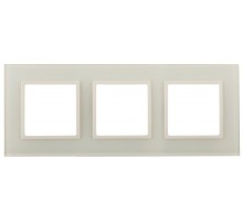 Рамка для розеток и выключателей Elegance 14-5103-02 на 3 поста, стекло, Elegance, слоновая кость+слоновая кость  Б0059171  ЭРА