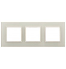 Рамка для розеток и выключателей Elegance 14-5103-02 на 3 поста, стекло, Elegance, слоновая кость+слоновая кость  Б0059171  ЭРА