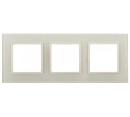 Рамка для розеток и выключателей Elegance 14-5103-02 на 3 поста, стекло, Elegance, слоновая кость+слоновая кость  Б0059171  ЭРА
