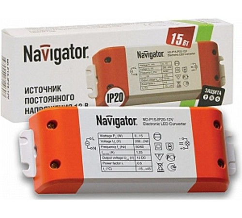 Драйвер для светодиодной ленты LED ND-P15-IP20-12V 15Вт 12В IP20  71460  Navigator