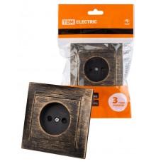 Розетка 2П 10А 250В с защ. шт. старинная бронза "Лама"  SQ1815-0751  TDM