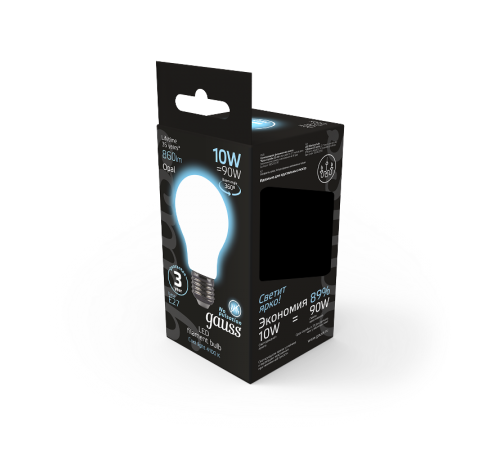 Лампа светодиодная Black LED Filament A60 OPAL E27 10W 860lm 4100К  102202210  Gauss