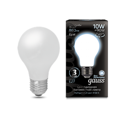 Лампа светодиодная Black LED Filament A60 OPAL E27 10W 860lm 4100К  102202210  Gauss