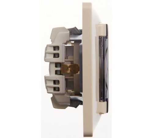 Glossa Бежевый Розетка с заземлением со шторками с крышкой, IP44 (в сборе с рамкой)  GSL000248  SE