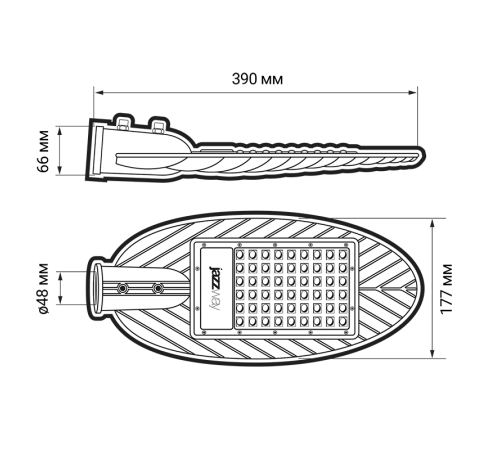 Светильник светодиодный консольный уличный ДКУ PSL 03 50w 4000K IP65 GR AC190-260V (2г.гар)  .5022676  Jazzway