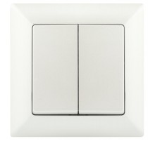 Переключатель  Solo 4-107-06 двухклавишный, 10А-250В, IP20, СУ, перламутр   Б0053614  Intro