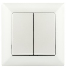 Переключатель  Solo 4-107-06 двухклавишный, 10А-250В, IP20, СУ, перламутр   Б0053614  Intro