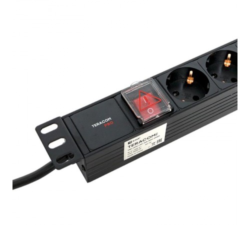 Блок розеток PDU TERACOM PRO 19" 1U 16А/250В 8 розеток Schuko 2 метра сечение 3x1,5 мм2  TRP-HPD-LSP-16A-8SH-2MSH  EKF