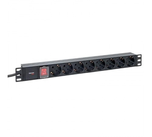Блок розеток PDU TERACOM PRO 19" 1U 16А/250В 8 розеток Schuko 2 метра сечение 3x1,5 мм2  TRP-HPD-LSP-16A-8SH-2MSH  EKF