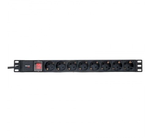 Блок розеток PDU TERACOM PRO 19" 1U 16А/250В 8 розеток Schuko 2 метра сечение 3x1,5 мм2  TRP-HPD-LSP-16A-8SH-2MSH  EKF