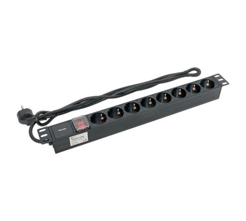 Блок розеток PDU TERACOM PRO 19" 1U 16А/250В 8 розеток Schuko 2 метра сечение 3x1,5 мм2  TRP-HPD-LSP-16A-8SH-2MSH  EKF