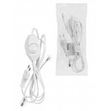 Шнур с плоской вилкой и светорегулятором "Народный" ШВВП 2х0,5 мм2, 1,5м, белый  SQ1305-0049  TDM