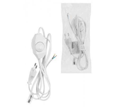 Шнур с плоской вилкой и светорегулятором "Народный" ШВВП 2х0,5 мм2, 1,5м, белый  SQ1305-0049  TDM