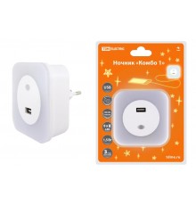 Ночник "Комбо 1", 8LED, 66 лм/Вт, дат. освещ., USB-разъем, 220 В  SQ0357-0027  TDM
