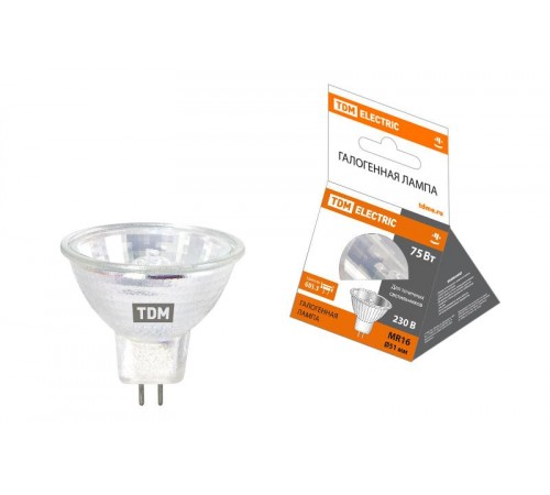 Лампа галогенная 75Вт 230В GU5.3 MR16 (JCDR)  SQ0341-0073  TDM