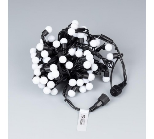 Светодиодная гирлянда ARD-BALL-CLASSIC-D17.5-10000-BLACK-100LED WARM (230V, 7W)  025584  Arlight