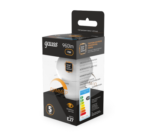 Лампа светодиодная LED 11Вт E27 220В 3000К A60, диммируемая  102502111-D  Gauss