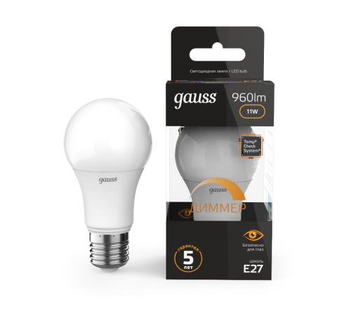 Лампа светодиодная LED 11Вт E27 220В 3000К A60, диммируемая  102502111-D  Gauss