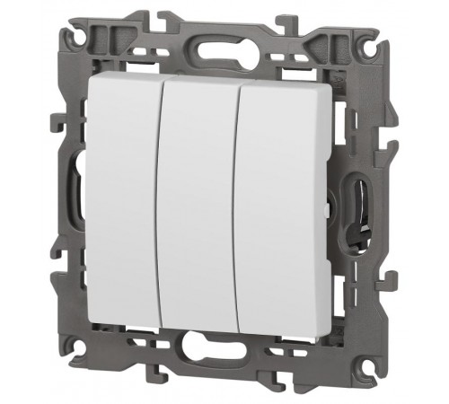 14-1107-01 Выключатель 3-клавишный, 10АХ-250В, IP20, Эра Elegance, белый  Б0034249  ЭРА