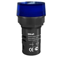 Лампа комм. ADDS 22 мм Цвет:СИНИЙ LED 220В ЛK-22   25005DEK  DEKraft