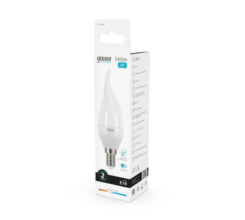 Лампа светодиодная LED 8Вт E14 220В 4100К Elementary свеча на ветру  34128  Gauss