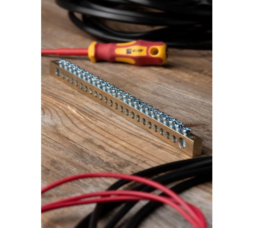 Шина PEN "ноль-земля" (8х12мм) 24 отверстия латунь крепеж по краям EKF PROxima  sn0-125-24-k  EKF