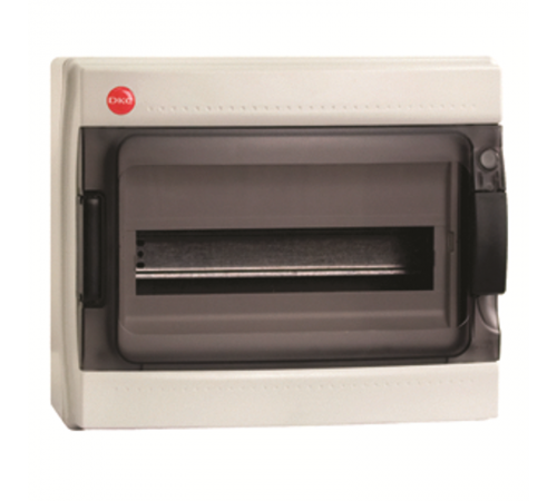 Щиток настенный с дверцей 12модулей IP65, серый с клеммным блоком 1х87512 и замком  85912  DKC