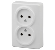Розетка 11-2202-01  2х2P, 16АХ-250В, ОУ, Эксперт, Белый (18/180/2880) Б0020682  ЭРА